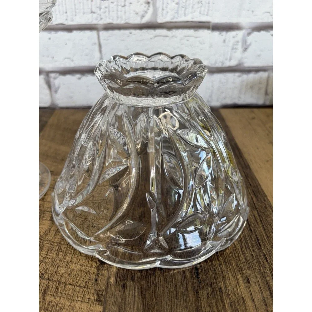 Fifth Avenue Crystal Portico Fairy Lamp Clear Glass Candle Holder 9” Tall